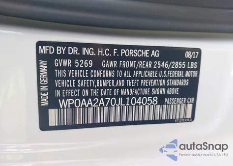 2018 Porsche Panamera 4 из США, поврежденный, VIN WP0AA2A70JL104058